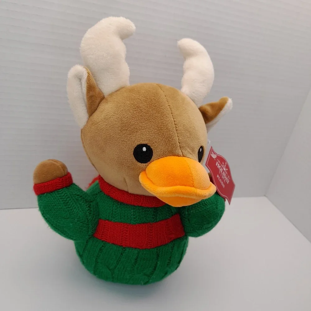 Holiday Time Plush Deer Quackerz Duck Reindeer Christmas Sweater 209101-D